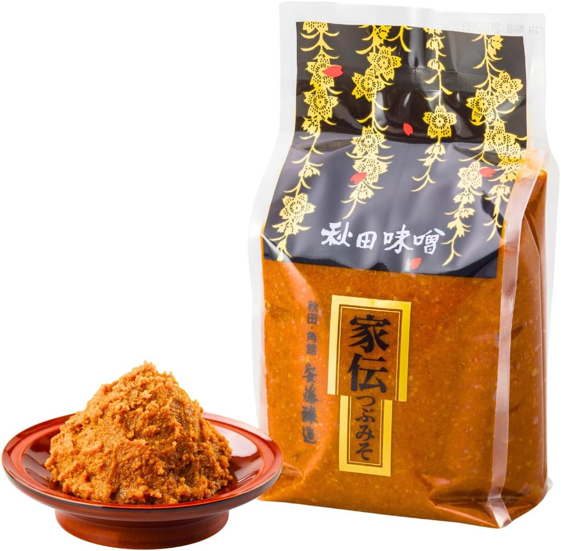 安藤醸造 家伝 つぶみそ 1kg 簡易包装 やや甘口 味噌 天然醸造 国産 大豆 化学調味料 無添加 長期熟成 米麹 グルテンフリー 国産原料100％ 秋田県 角館 創業170年 醸造元
