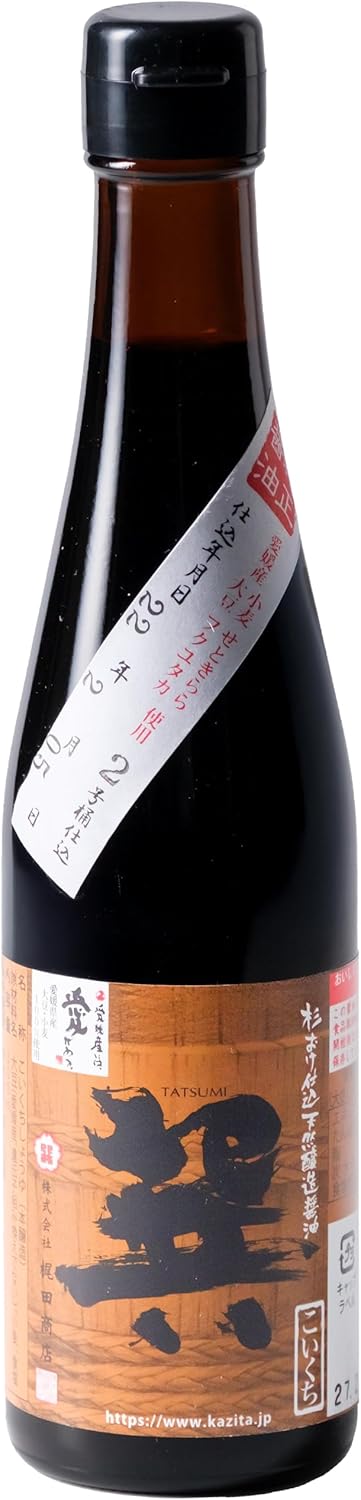 【梶田商店】天然醸造・丸大豆醤油『巽（たつみ）』濃口 300ml | こいくちしょうゆ | 明治7年創業 | 愛媛産大豆 | 無添加 | 木樽醸造